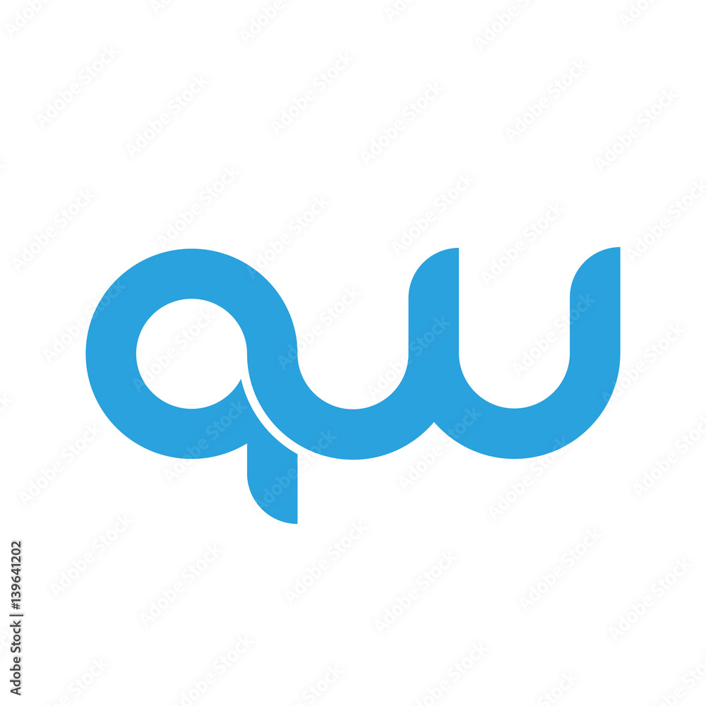 Initial letter qw modern linked circle round lowercase logo blue Initial letter qw modern linked circle round lowercase logo blue