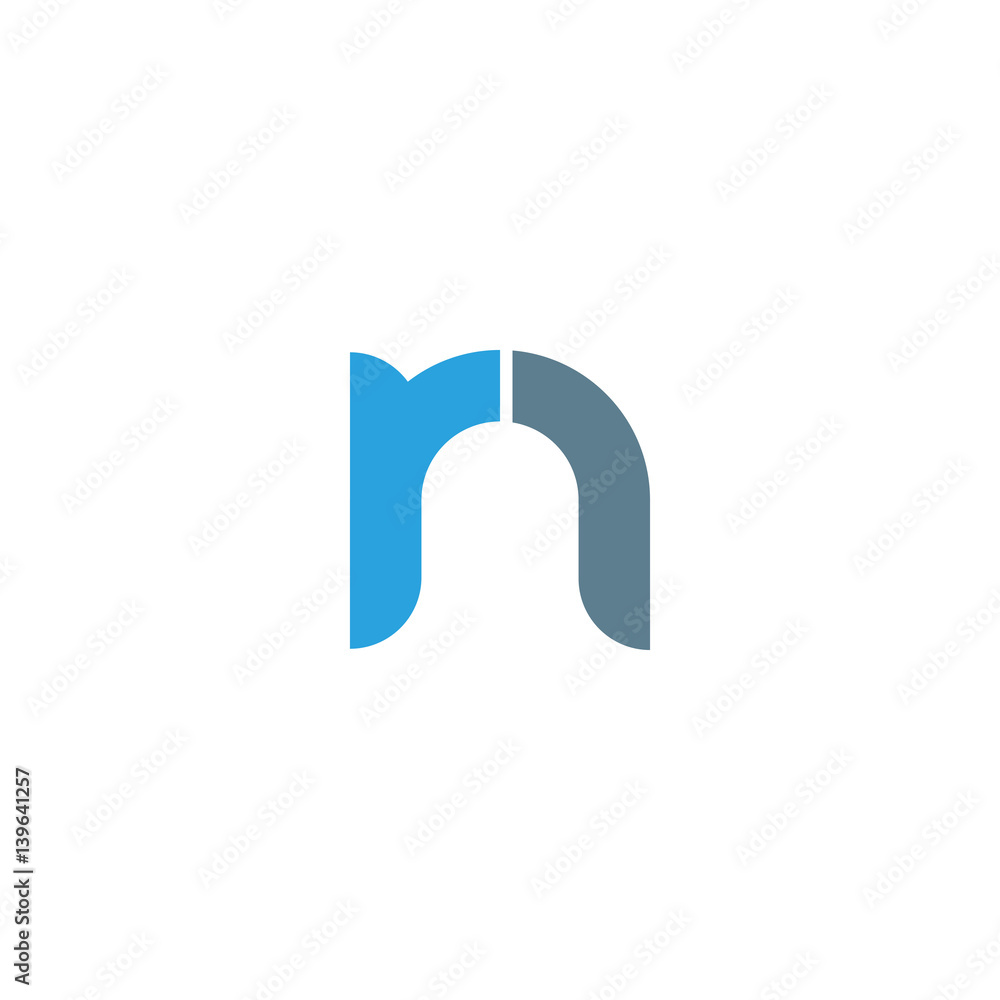 Initial letter rn, nr, modern linked circle round lowercase logo blue gray Initial letter rn, nr, modern linked circle round lowercase logo blue gray