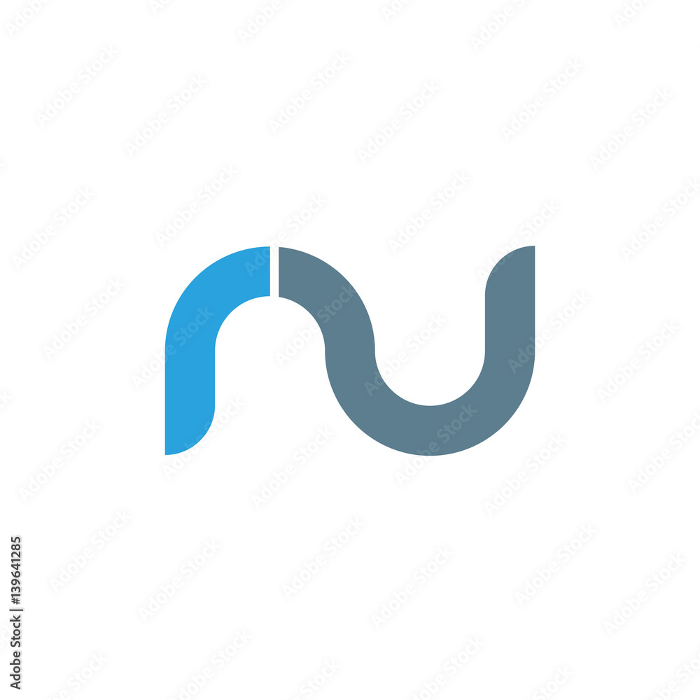 Initial letter ru modern linked circle round lowercase logo blue gray Initial letter ru modern linked circle round lowercase logo blue gray