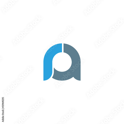 Initial letter ra modern linked circle round lowercase logo blue gray