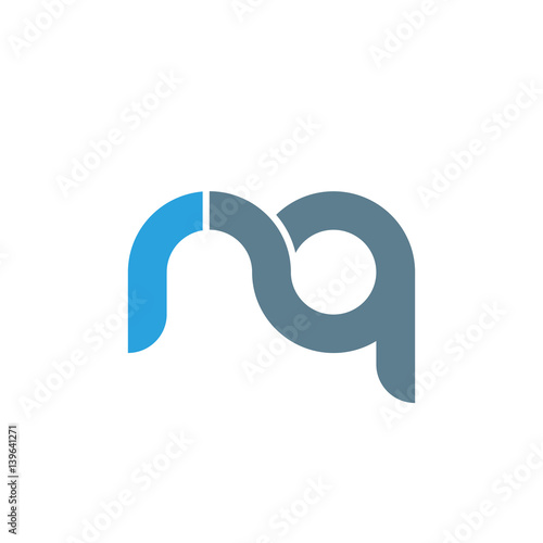 Initial letter rq modern linked circle round lowercase logo blue gray