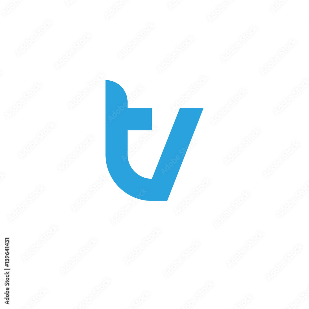 Initial letter tv modern linked circle round lowercase logo blue Initial letter tv modern linked circle round lowercase logo blue