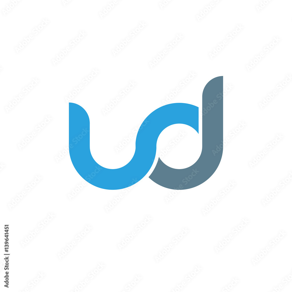 Initial letter ud modern linked circle round lowercase logo blue gray Initial letter ud modern linked circle round lowercase logo blue gray