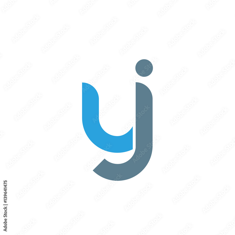 Initial letter uj modern linked circle round lowercase logo blue gray Initial letter uj modern linked circle round lowercase logo blue gray