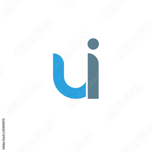 Initial letter ui modern linked circle round lowercase logo blue gray