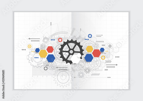 Abstract background annual report template, geometric triangle design business brochure cover