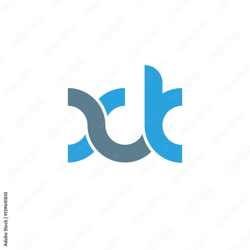 Initial letter xk modern linked circle round lowercase logo blue gray Initial letter xk modern linked circle round lowercase logo blue gray