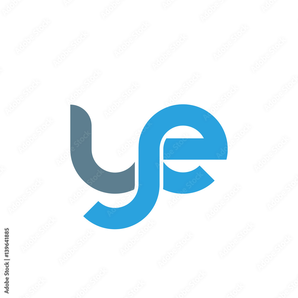 Initial letter ye modern linked circle round lowercase logo blue gray Initial letter ye modern linked circle round lowercase logo blue gray