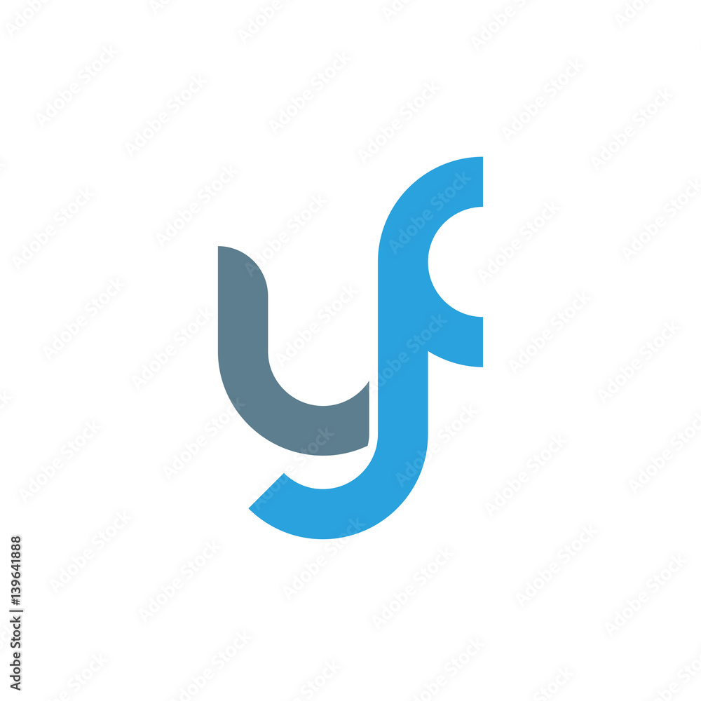 Initial letter yf modern linked circle round lowercase logo blue gray Initial letter yf modern linked circle round lowercase logo blue gray