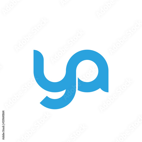 Initial letter ya modern linked circle round lowercase logo blue