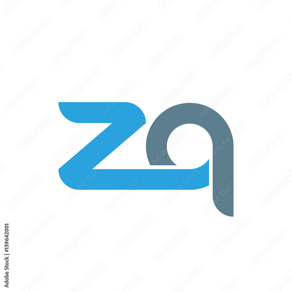 Initial letter zq modern linked circle round lowercase logo blue gray Initial letter zq modern linked circle round lowercase logo blue gray