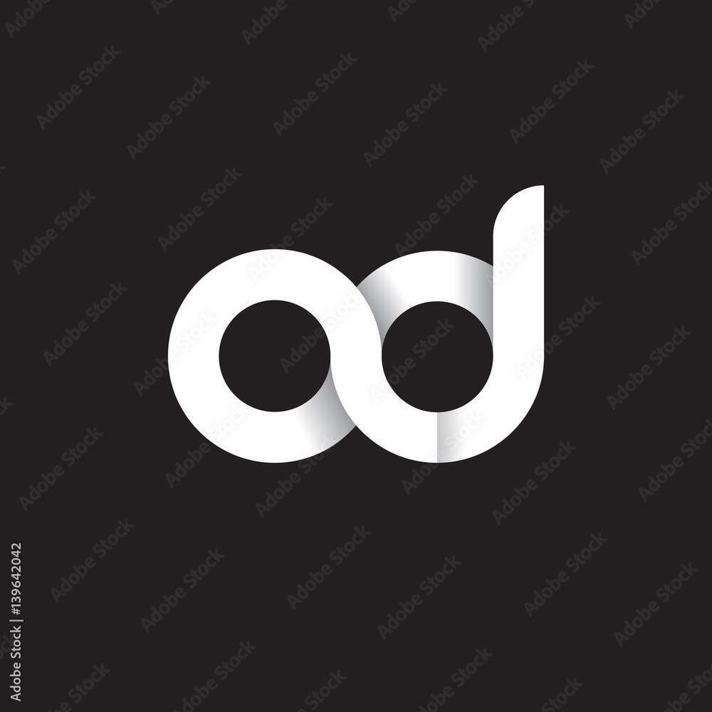 Initial lowercase letter ad, linked circle rounded logo with shadow gradient, white color on black background Initial lowercase letter ad, linked circle rounded logo with shadow gradient, white color on black background