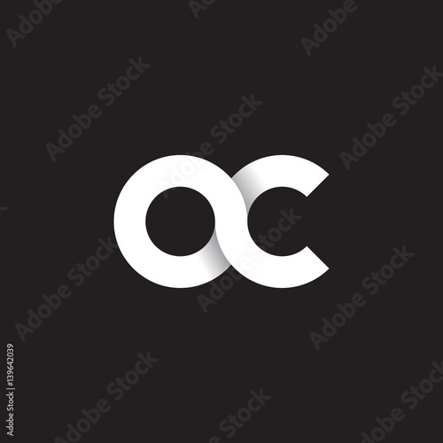Initial lowercase letter ac, linked circle rounded logo with shadow gradient, white color on black background