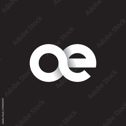Initial lowercase letter ae, linked circle rounded logo with shadow gradient, white color on black background photo
