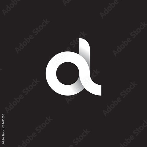 Initial lowercase letter al, linked circle rounded logo with shadow gradient, white color on black background