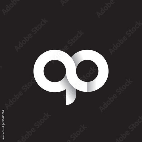 Initial lowercase letter ap, linked circle rounded logo with shadow gradient, white color on black background