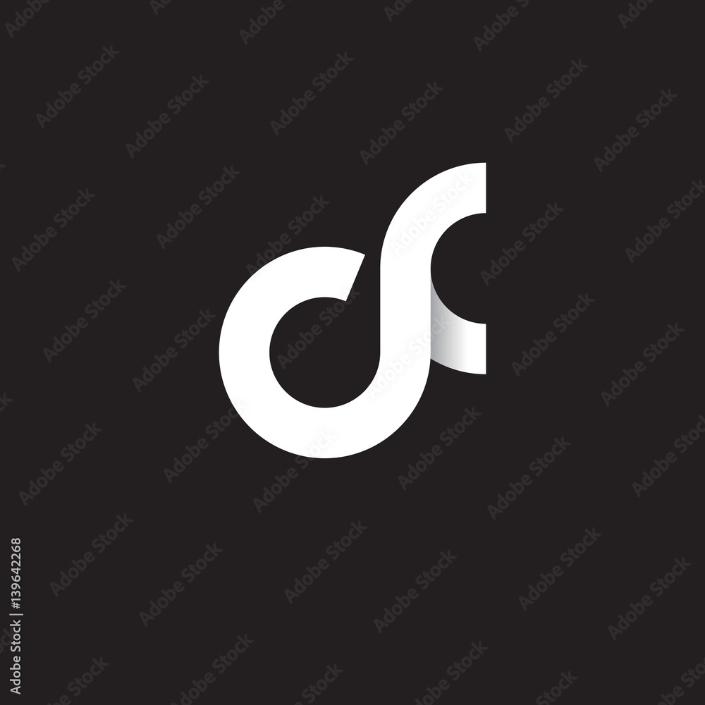 Initial lowercase letter cf, linked circle rounded logo with shadow gradient, white color on black background Initial lowercase letter cf, linked circle rounded logo with shadow gradient, white color on black background