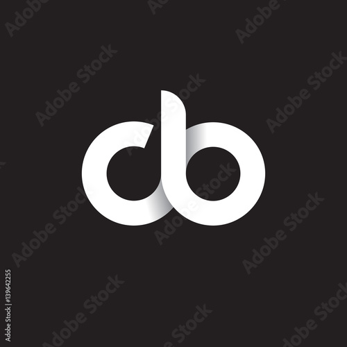 Initial lowercase letter cb, linked circle rounded logo with shadow gradient, white color on black background