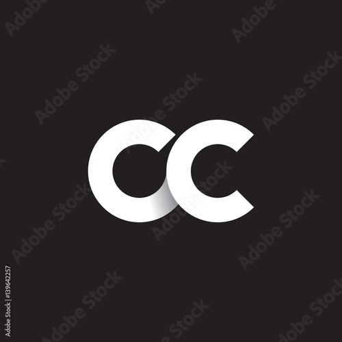 Photos Initial lowercase letter cc, linked circle rounded logo with shadow gradient, wh