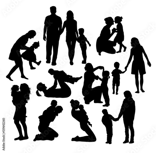 Parents with Kid Silhouettes, art vector design