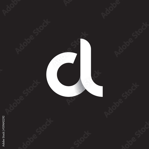 Initial lowercase letter cl, linked circle rounded logo with shadow gradient, white color on black background