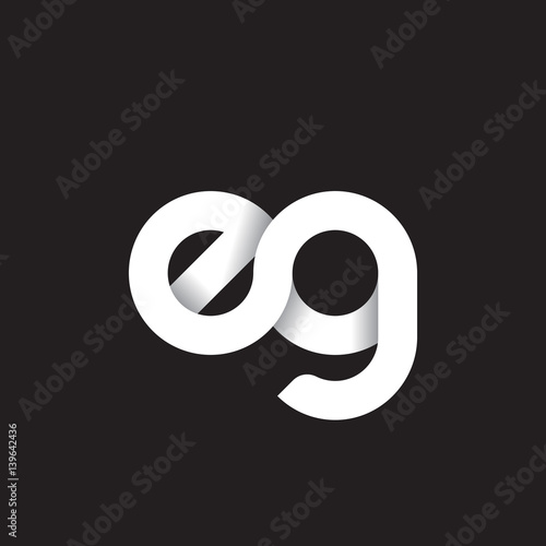 Initial lowercase letter eg, linked circle rounded logo with shadow gradient, white color on black background
