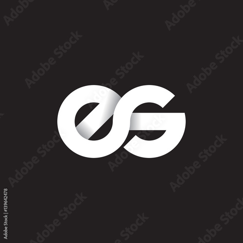 Initial lowercase letter es, linked circle rounded logo with shadow gradient, white color on black background photo