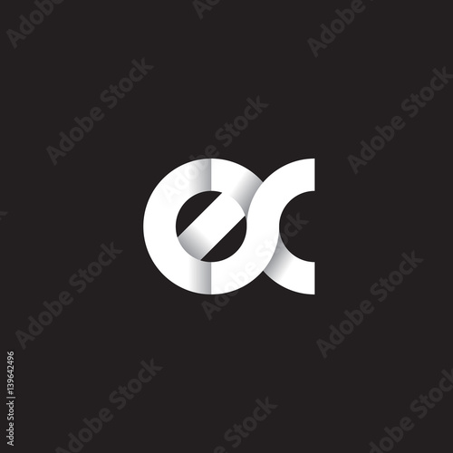 Initial lowercase letter ex, linked circle rounded logo with shadow gradient, white color on black background