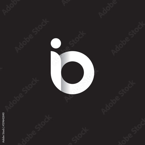 Initial lowercase letter io, linked circle rounded logo with shadow gradient, white color on black background photo