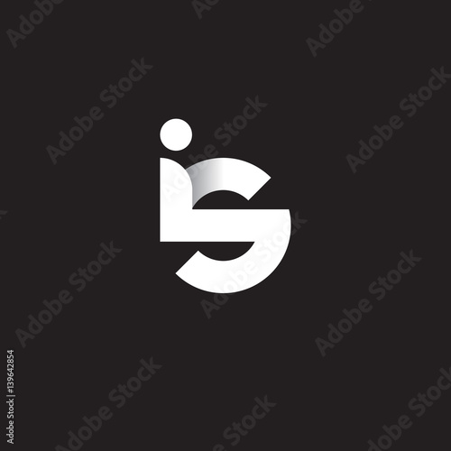 Initial lowercase letter is, linked circle rounded logo with shadow gradient, white color on black background