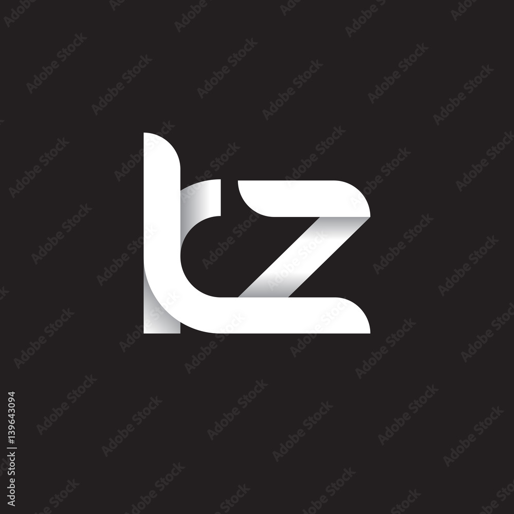 Initial lowercase letter kz, linked circle rounded logo with shadow gradient, white color on black background Initial lowercase letter kz, linked circle rounded logo with shadow gradient, white color on black background