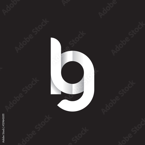 Initial lowercase letter kg, linked circle rounded logo with shadow gradient, white color on black background