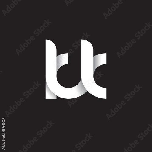 Initial lowercase letter kk, linked circle rounded logo with shadow gradient, white color on black background