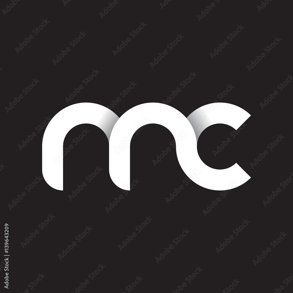 Initial lowercase letter mc, linked circle rounded logo with shadow gradient, white color on black background Initial lowercase letter mc, linked circle rounded logo with shadow gradient, white color on black background