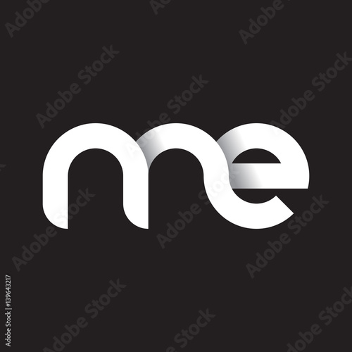 Initial lowercase letter me, linked circle rounded logo with shadow gradient, white color on black background