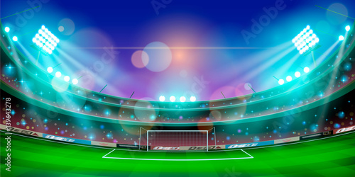 Night sports stadium with lights