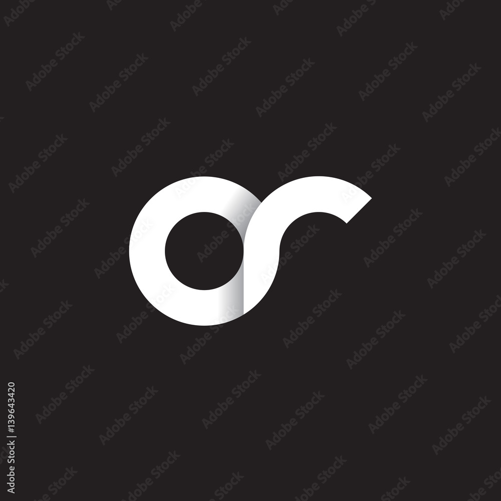 Initial lowercase letter or, linked circle rounded logo with shadow gradient, white color on black background Initial lowercase letter or, linked circle rounded logo with shadow gradient, white color on black background