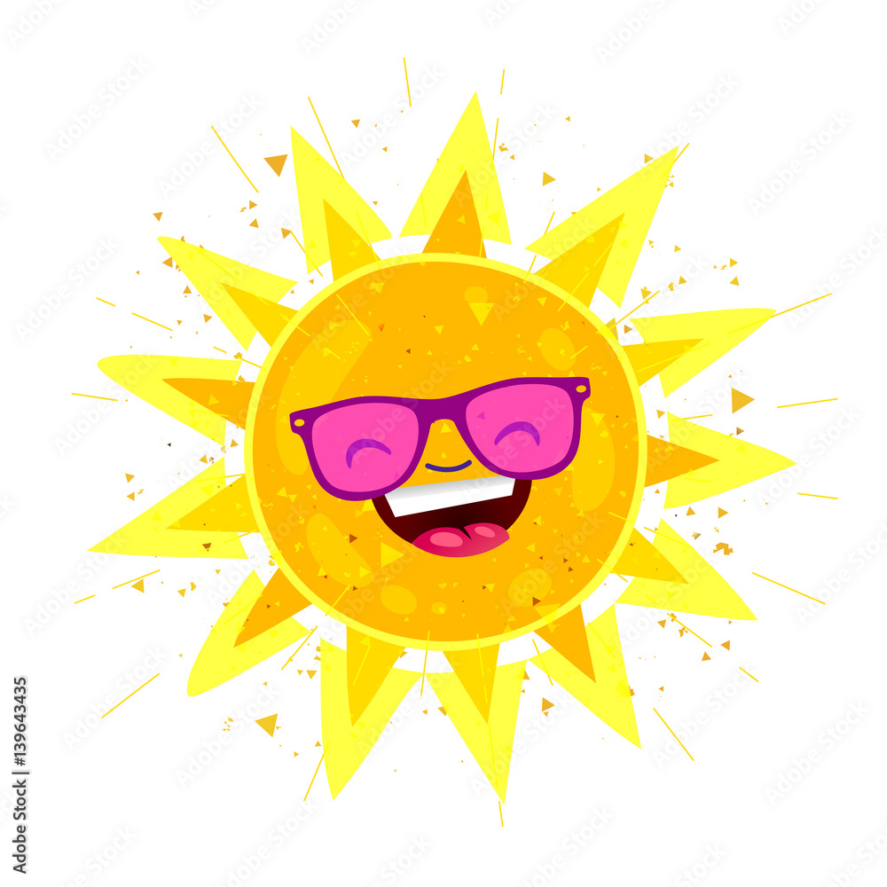 Large bright yellow sun in sunglasses Large bright yellow sun in sunglasses