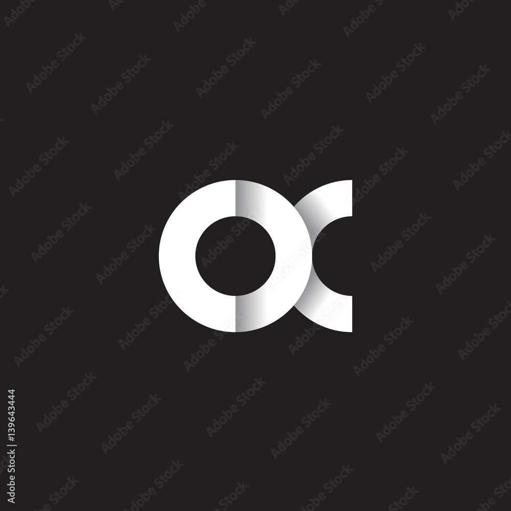 Initial lowercase letter ox, linked circle rounded logo with shadow gradient, white color on black background Initial lowercase letter ox, linked circle rounded logo with shadow gradient, white color on black background