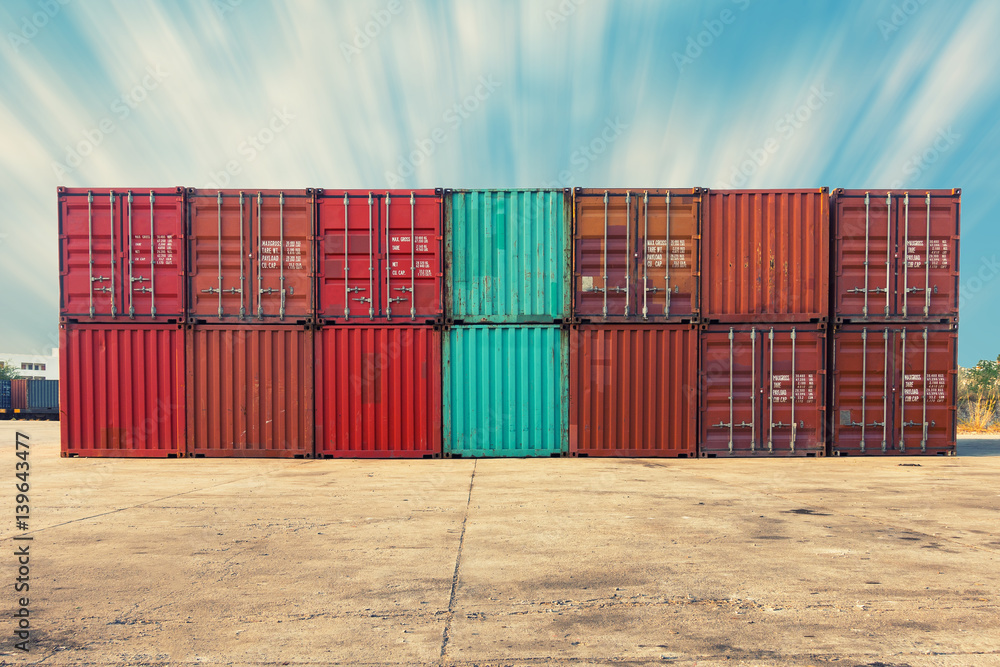 Fototapeta premium Handling stack of container shipping, Transportation business.