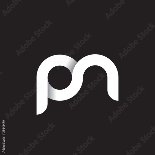 Canvastavla Initial lowercase letter pn, linked circle rounded logo with shadow gradient, wh