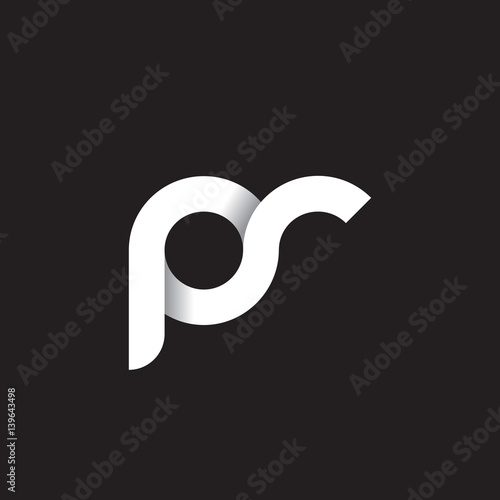 Initial lowercase letter pr, linked circle rounded logo with shadow gradient, white color on black background