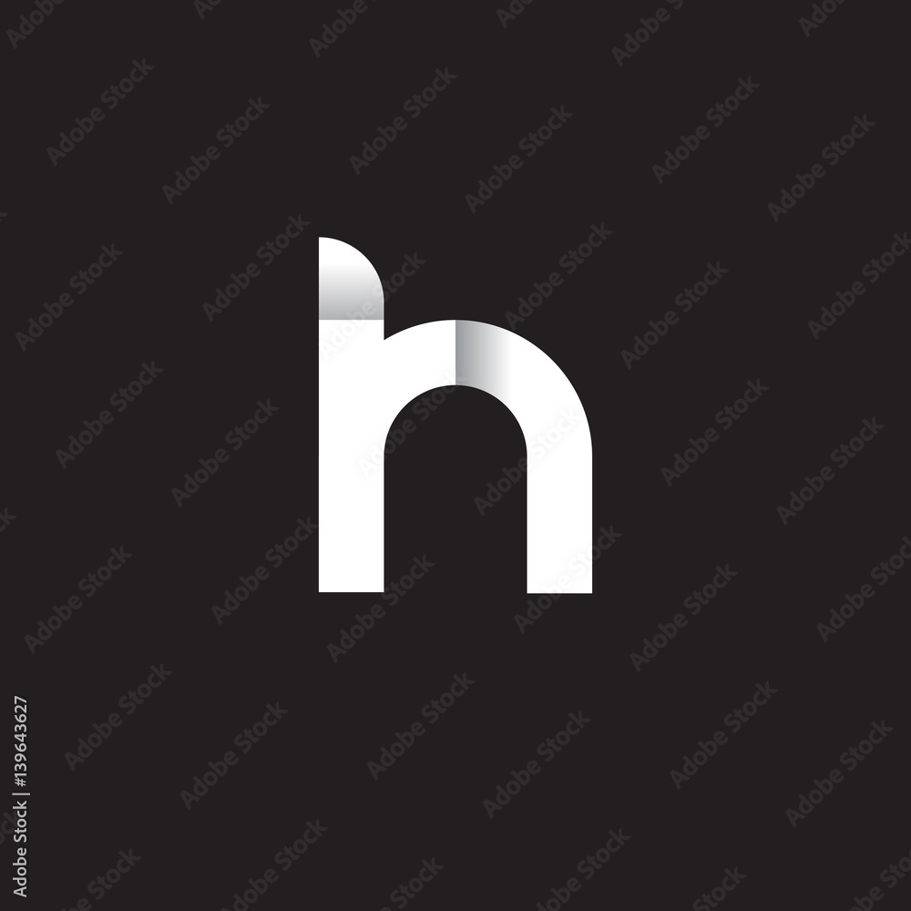 Initial lowercase letter rh, hr, linked circle rounded logo with shadow gradient, white color on black background Initial lowercase letter rh, hr, linked circle rounded logo with shadow gradient, white color on black background