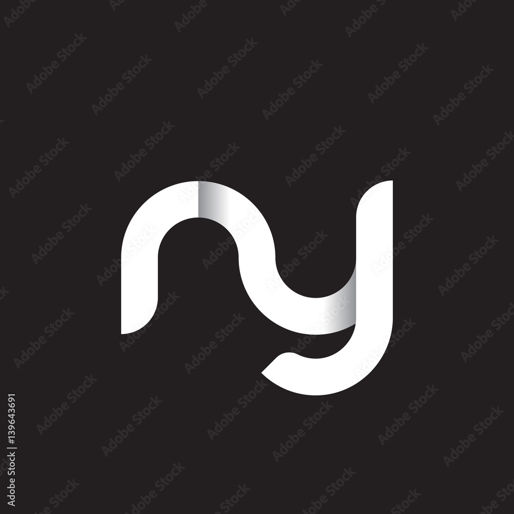 Initial lowercase letter ry, linked circle rounded logo with shadow gradient, white color on black background Initial lowercase letter ry, linked circle rounded logo with shadow gradient, white color on black background