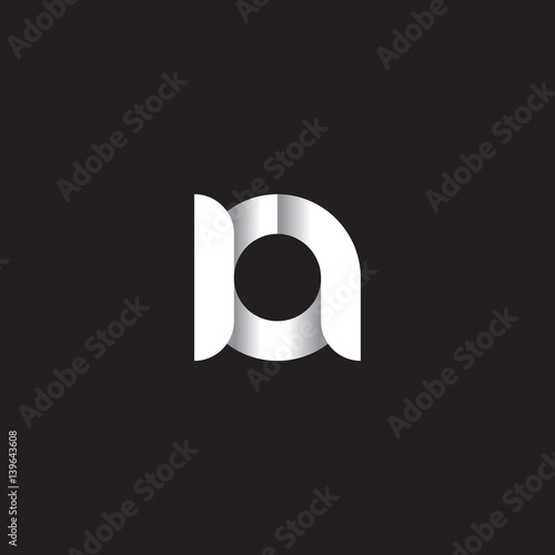 Initial lowercase letter ra, ar, linked circle rounded logo with shadow gradient, white color on black background