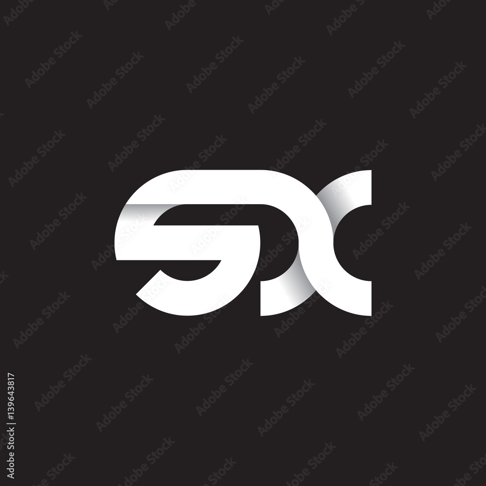 Initial lowercase letter sx, linked circle rounded logo with shadow gradient, white color on black background Initial lowercase letter sx, linked circle rounded logo with shadow gradient, white color on black background