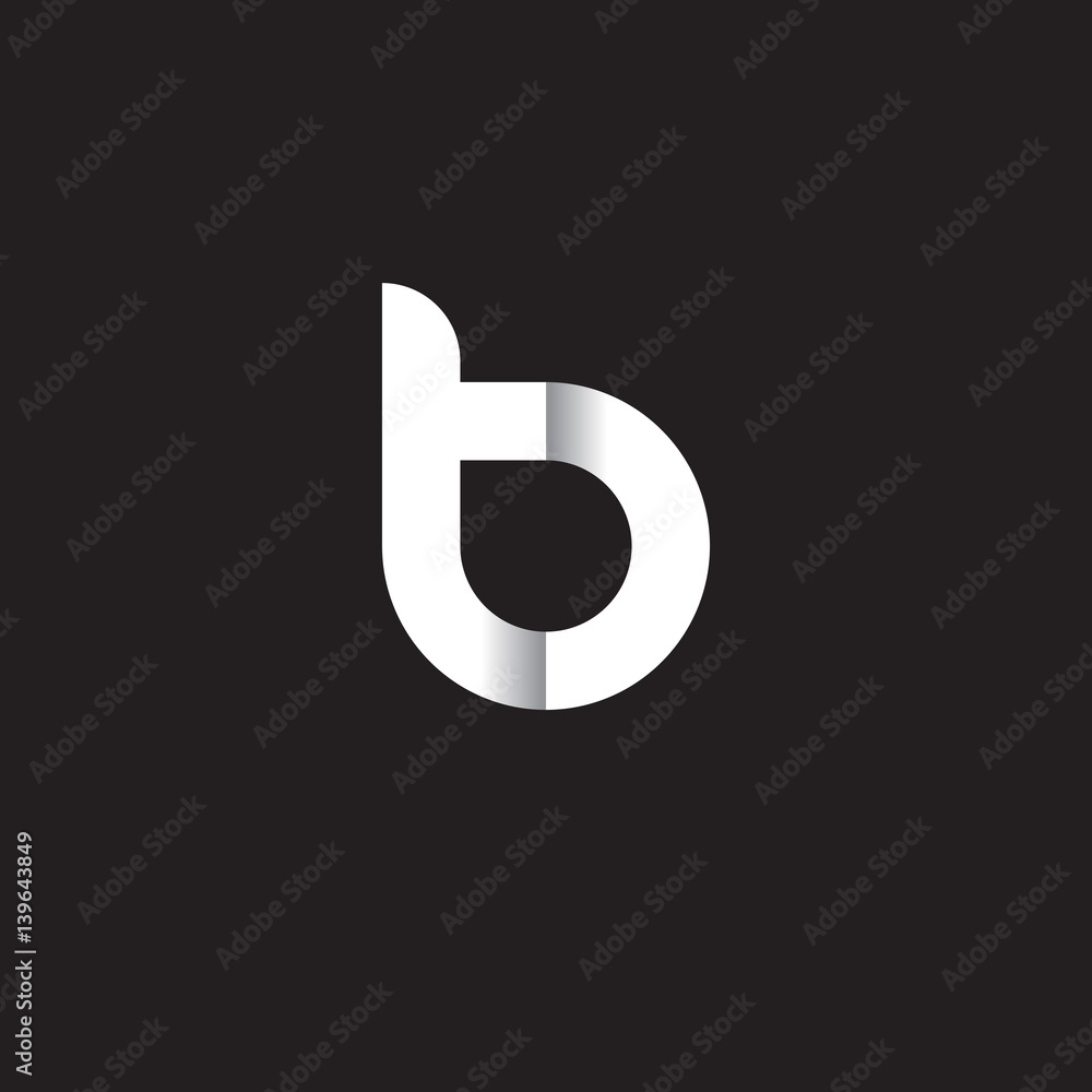 Initial lowercase letter tb, bt, linked circle rounded logo with shadow gradient, white color on black background Initial lowercase letter tb, bt, linked circle rounded logo with shadow gradient, white color on black background