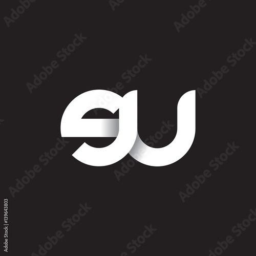 Initial lowercase letter su, linked circle rounded logo with shadow gradient, white color on black background