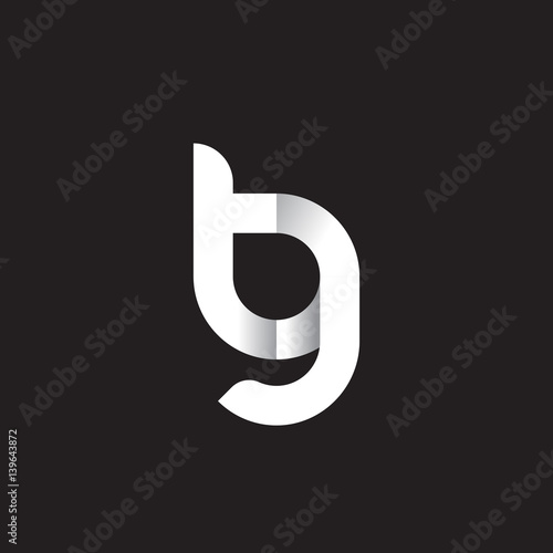 Initial lowercase letter tg, gt, linked circle rounded logo with shadow gradient, white color on black background