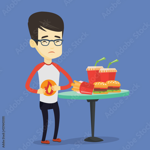 Man suffering from heartburn vector illustration